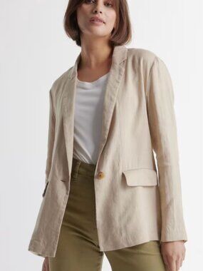 Women’s Quince 100% European Linen Blazer Jacket In Driftwood Size Small Chic